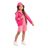 Jaqueta Quimby Pink Com Zíper Costas Capuz Esportes Casual