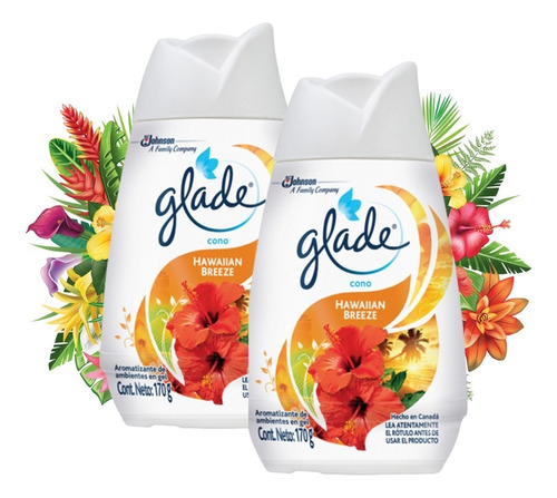 Glade Desodorante Ambiental Cono Gel Hawaiian Breeze Pack X2