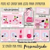 Candy Bar Mini Kit Imprimible Maquillaje Mod.1 Make-up Spa