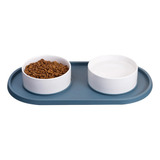 Bowl Doble Ceramica Con Alfombra Antideslizante Perros Gatos