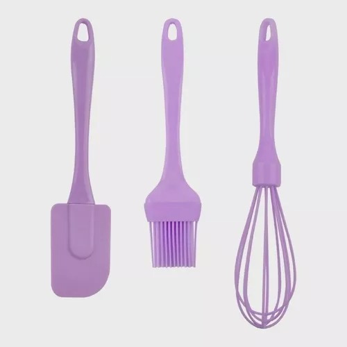 Kit Silicone Com 3 Peças Espátula, Bate Clara E Pincel