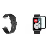 Kit Correa Compatible Huawei Watch Fit + Lamina Negro