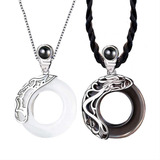 .. Collar De Obsidiana Negra Yin Yang Collares Para Parejas