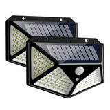  Lampara Solar 100 Leds Luz 1200 Lumens Sensor Movimiento X2