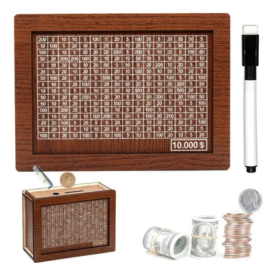 Alcancía Caja De Ahorro Reto Objetivo Dinero Para Hucha De Madera, Caja De Ahorros, Decoracion Hogar Yataia Alcancía Caja De Ahorro Reto Objetivo Dinero | MercadoLibre
