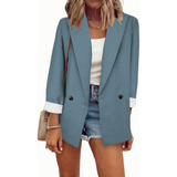 Saco Blazer Cuello Solapa Mujer Juvenil Color Sólido .