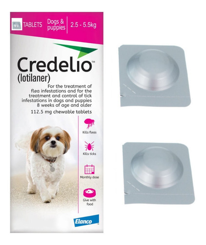 Anti Pulgas Credelio Garrapatas Perros 2.5kg - 5.5 X2 Pastas