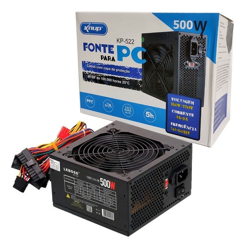 Fonte De Alimentação Para Pc Knup 500w  Preta 115v/230v