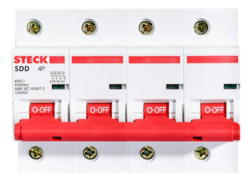 Termomagnetica 4x100 Steck Sdd4c100 10ka Curva C Color Blanco/rojo