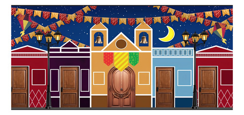 Painel Retangular Festa Junina 4,00 X 2,50 Tecido Sublimado