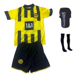 Conjunto Barcelona  Meião E Caneleira Uniforme Ifantil