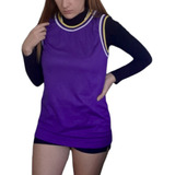 Jersey Basquet Lakers Dama Amarillo, Morado Y Blanco