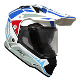 Casco Techx2 632a Mako Cross Blanco/azul/gris/rojo  Ecer2205