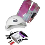 Lámpara Led Uv Sun5 48w + Maquina Torno+set De  Pedicure