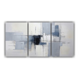 60x30cm Set 3 Canvas Finas Lineas Visual Cuadro Abstracto Gr