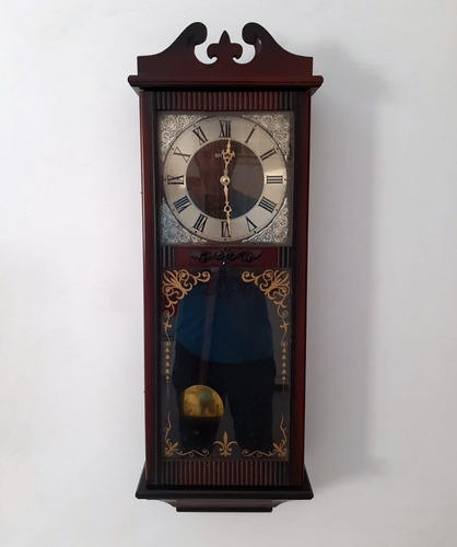 Antiguo Reloj De Pared  A Pendulo Funcionando