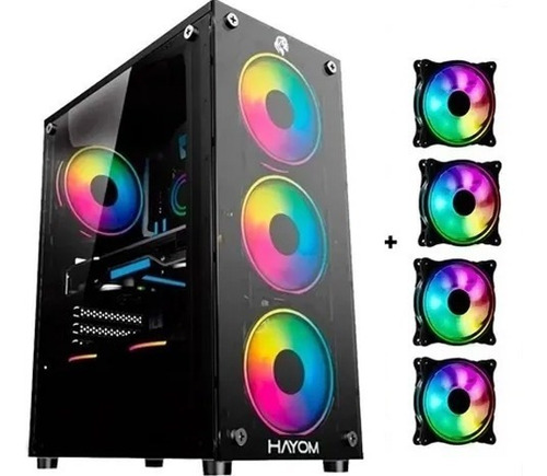 Gabinete Gamer 1749 Lateral E Frontal Em Vidro C/ 4 Fans Rgb