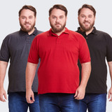 Kit 3 Camisa Camiseta Polo Plus Size Masculina Piquet