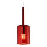 Lampara Colgante 1 Luz Fat Rojo Apto Led Vidrio Deco Moderno