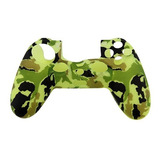 Funda Silicon Compatible Con Control Ps4 Camuflaje Verde 