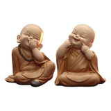 2 Unids Lindo Buda Estatua Monje Estatuilla Esculpir Bebé