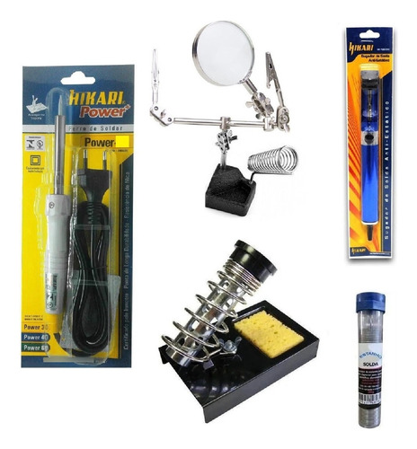 1476 Kit Solda Hikari Ferro Suporte Sugador Lupa Envio Full