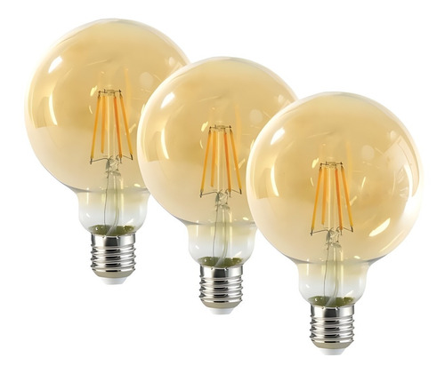 Ampolleta Led E27 Filamento Vintage Globo 8w - Pack X3