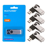 Kit 4 Pendrive Multilaser Twist 32gb 2.0 Preto-pd589 Atacado