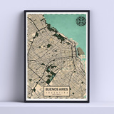 Cuadro Buenos Aires Ciudad Mapa 30x40cm Marco + Vidrio