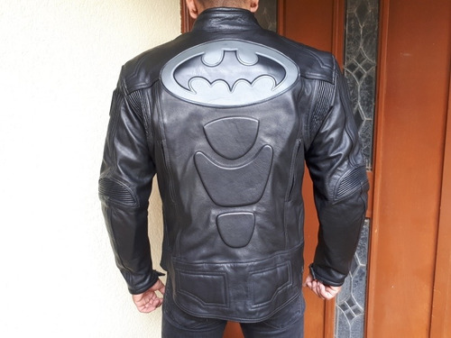 Chamarra De Piel Custom Batman Con Protección Motociclismo 