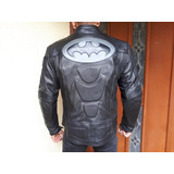 Chamarra De Piel Custom Batman Con Protección Motociclismo 