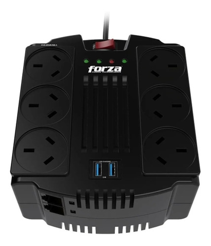 Estabilizador De Tensión Forza Fvr1202-usb-a Fvr 1200va Color Negro