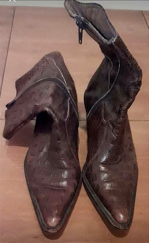 Botas Tipo Texanas Cuero Genuino Íntegramente Forradas T36