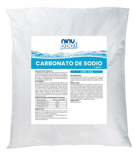 Carbonato De Sodio Ninu 2 Kg Nivelador De Ph