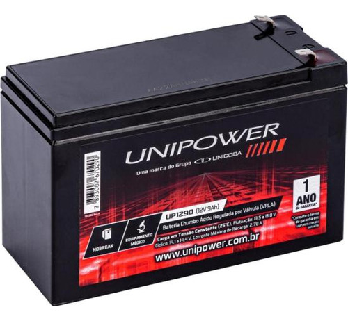 Bateria Estacionária Selada 12v/9a Vrla Up1290 Unipower