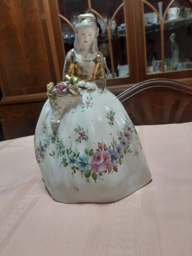 Figura Antigua En Porcelana Con Detalles Para Lámpara 