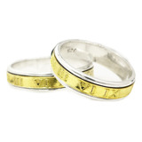 Alianzas Oro Y Plata 925 Números Romanos Anillos Casamiento
