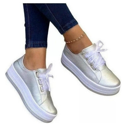 Zapatos Casuales Con Plataforma Y Punta Redonda Para Mujer