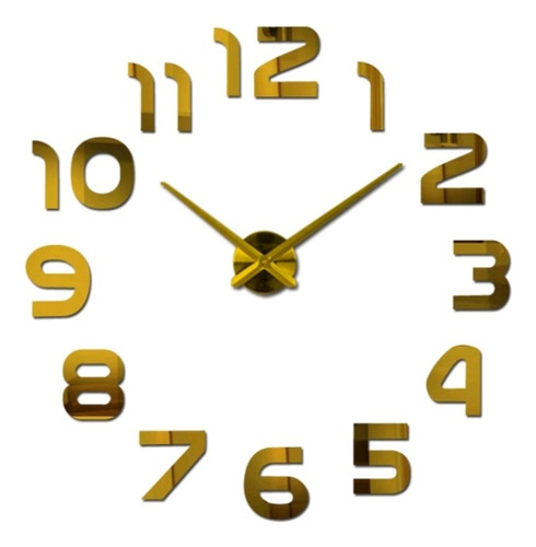 Reloj De Pared Grande 3d 100x100 Cm Color Dorado 