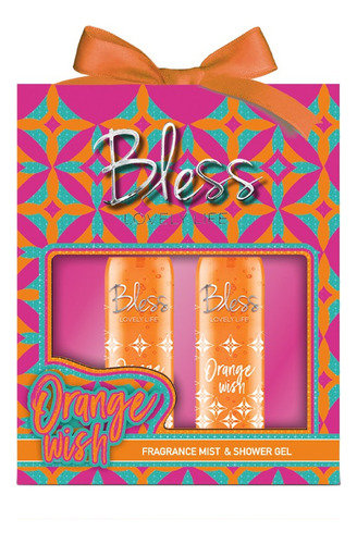 Body Splash Mujer Bless Orange Wish 125ml + Shower Gel Set