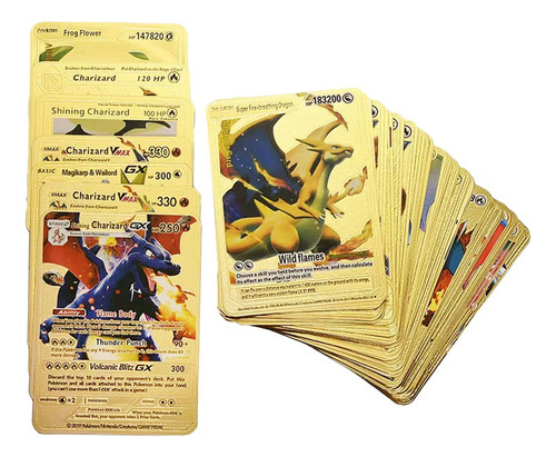 Kit 10 Cartas Pokémon Folha De Ouro Douradas Sem Repetida