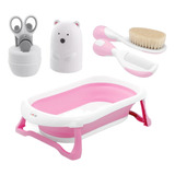 Bañera Bebe Plegable + Set Manicura + Cepillo + Peine