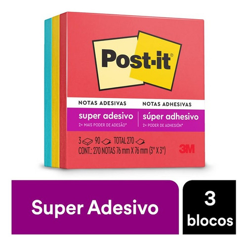 Post-it Diversao 76mm X 76mm 3 Blocos De 90 Folhas 3m