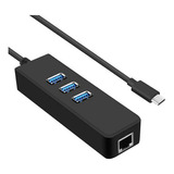 Hub Usb Tipo C + 3 Portas Usb 3.0 E Porta Rj45 Ethernet Giga