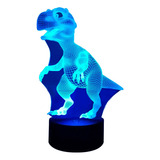 Lámpara 3d Dinosaurio T-rex Base Negra + C.remoto + Pilas