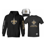 Kit Sudadera + Playera + Gorra Modelo New Orleans Saints 