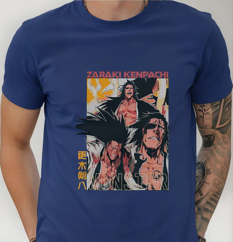 Playera Hombre Kenpachi Zaraki Bleachh Anime Manga Blanca