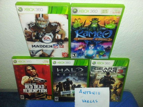 Lote 5 Juegos Xbox 360 Gears Of Wars Halo Red Dead Madden 12