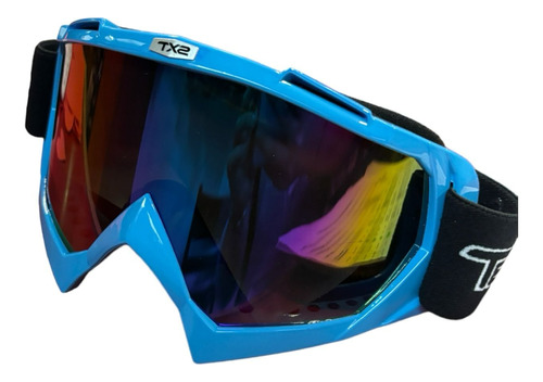 Gafas Para Motociclista (goggle) Techx2 Azul C/mica Tornasol