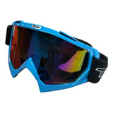 Gafas Para Motociclista (goggle) Techx2 Azul C/mica Tornasol